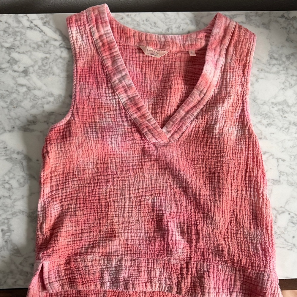 Faherty Pink Textured Tank Top